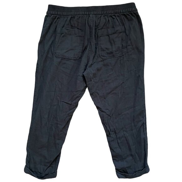 Old Navy NWT Safari Pant Womens Sz L Petite Panther Black Drawstring Beach Comfy - Picture 2 of 14